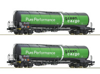 Roco 76026 - H0 - 2-tlg. Kesselwagen-Set Green Cargo, SJ, Ep. VI